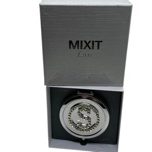 Mixit Compact Mirror Letter Rhinestone S Silver Tone Pave Initial New in Box